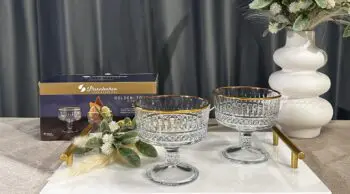 Pasabahce Elysia 2 er Dessertglas mit Fuß Kurz Gold